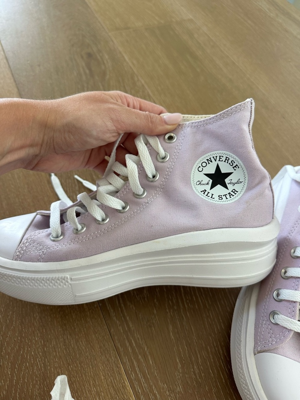 Converse Platform Chuck Taylor High Top Sneakers - Light Lavender and White